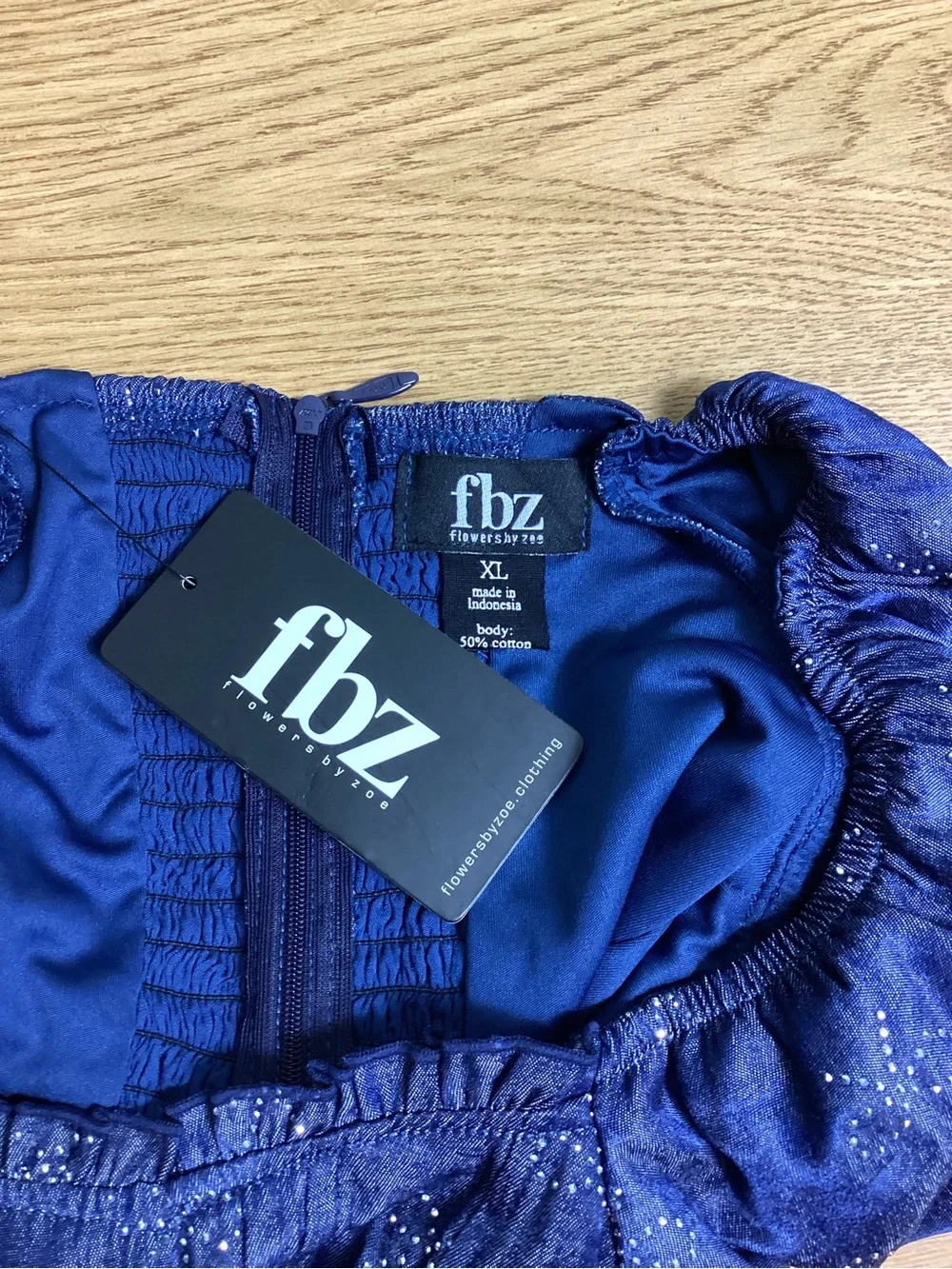 NWT FBZ Puff-Sleeve Denim/ Chambray Top- Tween; Size: XL